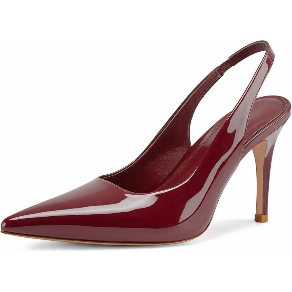 Slingback Heels for Women Pointed Toe Stiletto Heel Pumps Slip on Dress Pumps